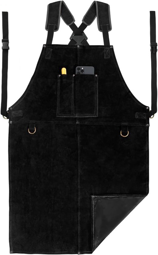 Schweißerschürze, Herren-arbeitsschürze Aus Leder, Multifunktionale Küchenschürze 61 X 91 Cm