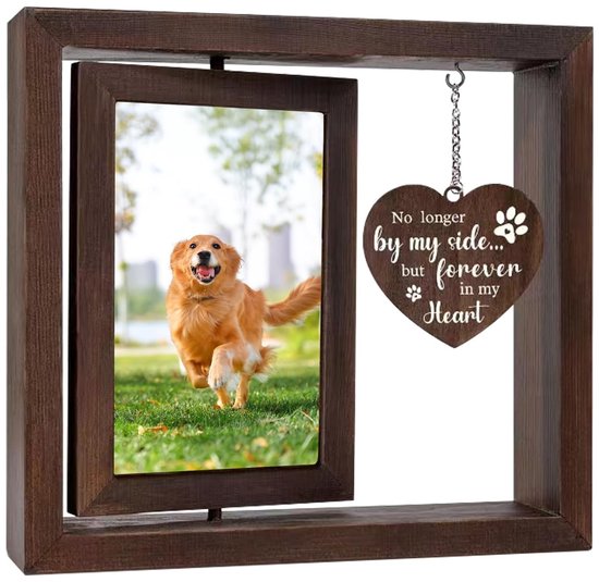 Sphproducts – Drehbarer 3d-fotorahmen Aus Holz – Erinnerungsfotorahmen 23 X 20,5 Cm – Für Hunde Und Katzen – Geeignet Für Tierbesitzer