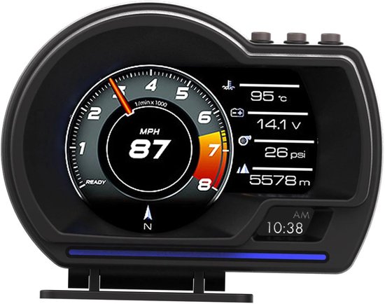 Head-up-display - Obd2 - Gps - Geschwindigkeitsmesser Turbo - Drehzahlmesser Alarm Auto Lkw.