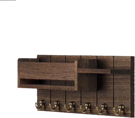 Wandhaken - Handtuchhaken - Wandmontierter Schlüsselhaken Mit 6 Haken, 30 Cm, Dekoratives Wandregal, Geeignet Für Küche, Bad Und Wohnzimmer