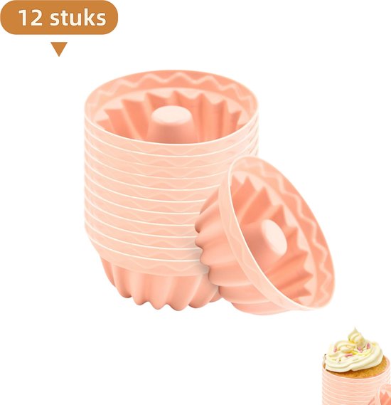12 Teiliges Silikon Muffin Set Kuchen , Torten Und Puddingformen Cupcake Formen 6,5 X 2,8 Cm Lotuswurzelrosa