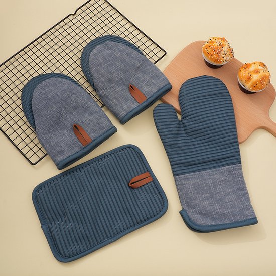 Hochwertiges Topflappen-set (4-teilig) Hitzebeständig Bis 250 °c, Rutschfest, Abwaschbar Stilvoll Für Küche, Backen & Grillen