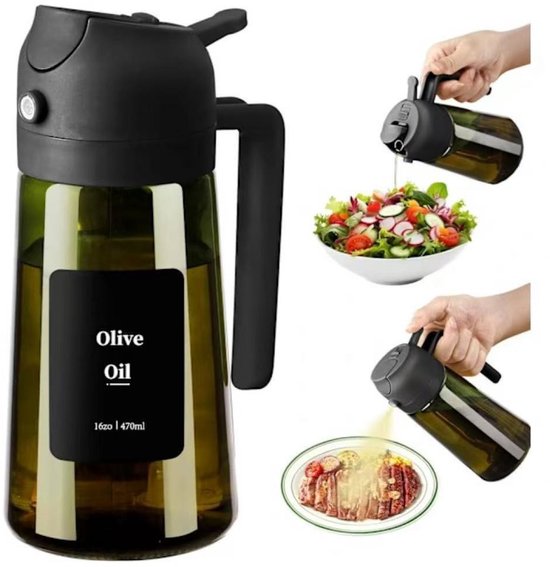 Ölsprüher Und Ölspender – 470 Ml Lichtbeständiges Glas, Geeignet Für Küche, Heißluftfritteuse, Salate Und Grill.