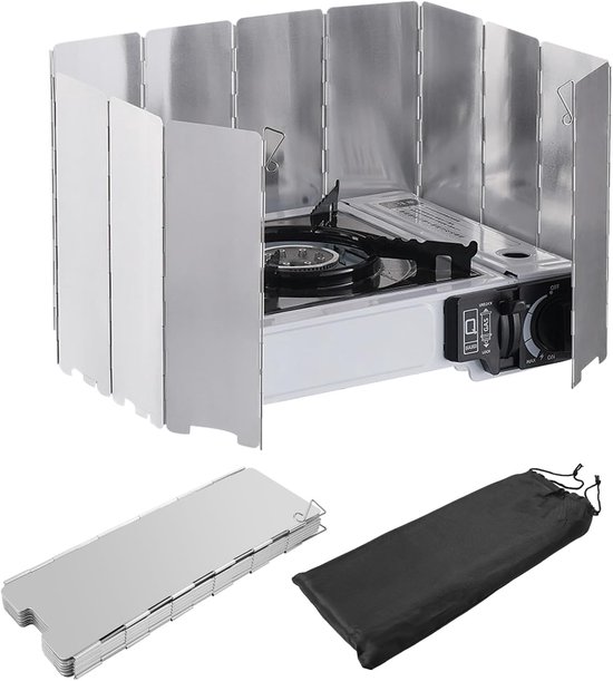 Windschutz Für Gaskocher Campingkocher Mit 12 Lamellen Leichter Faltbarer Aluminium-windschutz Camping-gaskocher Windschutz Mit Tragetasche Für