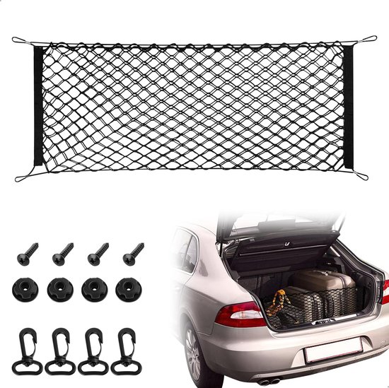Gepäcknetz, Auto-, Wohnmobil-, Kofferraumnetz, 110 X 40 Cm, Doppellagiges Elastisches Kofferraumnetz