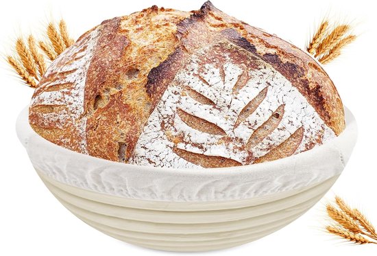 Gärkorb, Runder Gärkorb, Naturrattankorb Mit Leinenbezug, Gärkorb, Zubehör Zum Brotbacken, Für Zuhause