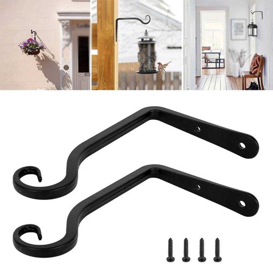 Set Mit 2 Pflanzenhaken Aus Eisen. Geeignet Zur Wandmontage, Geschmiedete Metallhaken Für Vogelfutterhäuschen, Blumenkästen, Laternen Und Windspiele.