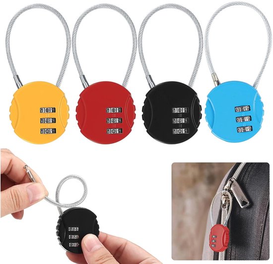 4-teiliges Zahlenschloss-set 3-stelliges Kofferschloss Zahlenschloss Kleines Vorhängeschloss Mit Zahlenschloss Schlüssellose Rückstellung Für Und