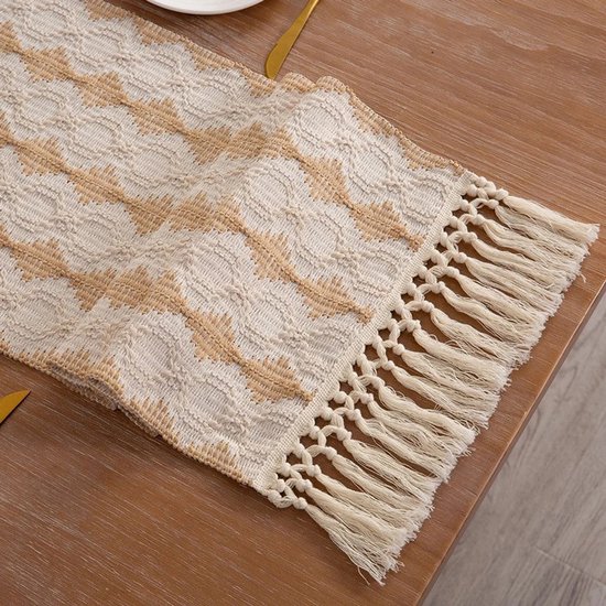Tischläufer Im Bohème-stil Mit Quasten – 35 X 220 Cm – Rustikaler Landhausstil – Geeignet Für Esstisch, Beistelltisch Oder Schminktisch.
