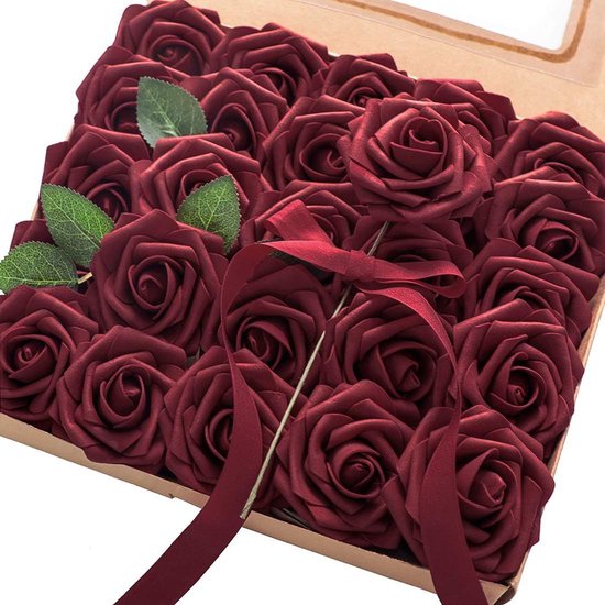 25 Künstliche Rosen – Mit Stiel – Lose – Geeignet Für Brautsträuße, Tischdekorationen, Junggesellinnenabschiede – Rosa