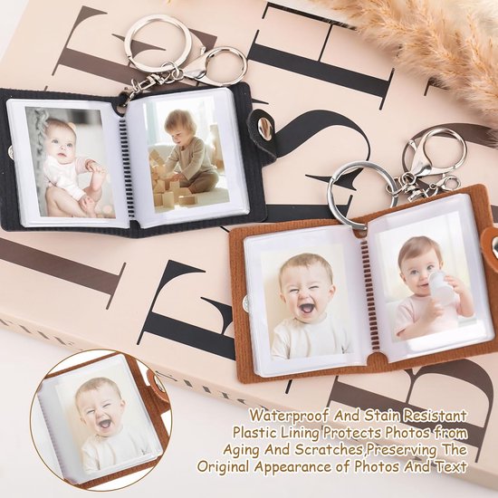 4-teiliges Mini-fotoalbum – Für Fotos Im Format 5 Cm – 20 Handgefertigte Fotohüllen – Mit Schlüsselanhänger – Für Fotos, Fotokarten Und Passfotos