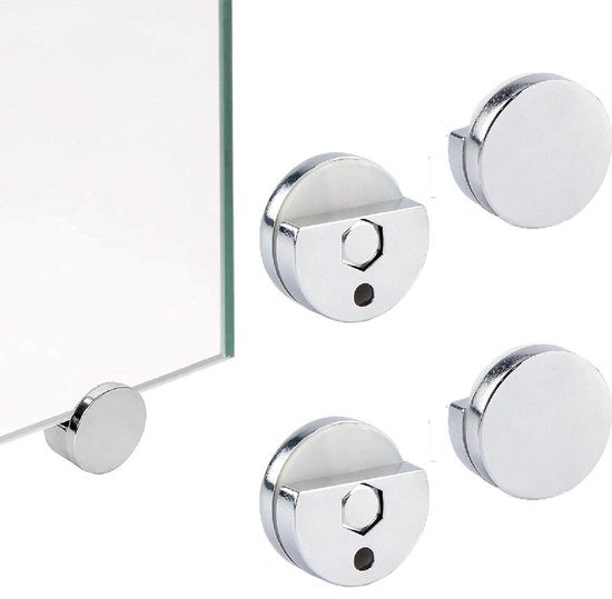4-teiliges Spiegelbefestigungsset, Runder Spiegelclip, Glasclip, Rahmenlose Glaswandhalterung