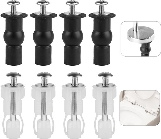 Set Mit 8 Universalschrauben Für Wc-sitze Befestigungsbolzen Für Wc-sitzscharniere Wc-sitzverbinder Elastische Gummimuttern Befestigungsmaterial