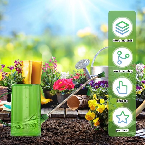 Gießkanne 2-teilig Edelstahl-gießkanne Mit Langem Ausguss Gießkanne Für Zimmerpflanzen 1 Liter Geeignet Für Gartenpflanzen Hängepflanzen Und Grün Grau