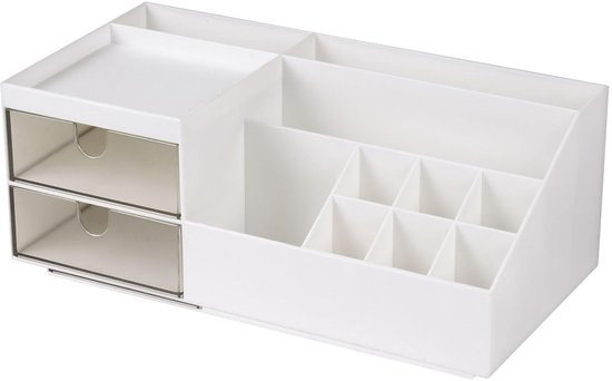 Kosmetik-organizer Mit 2 Schubladen Und 10 Fächern Aufbewahrungsbox Für Make-up Und Hautpflege Organizer Für Schminktische Geeignet Für Und Weiß