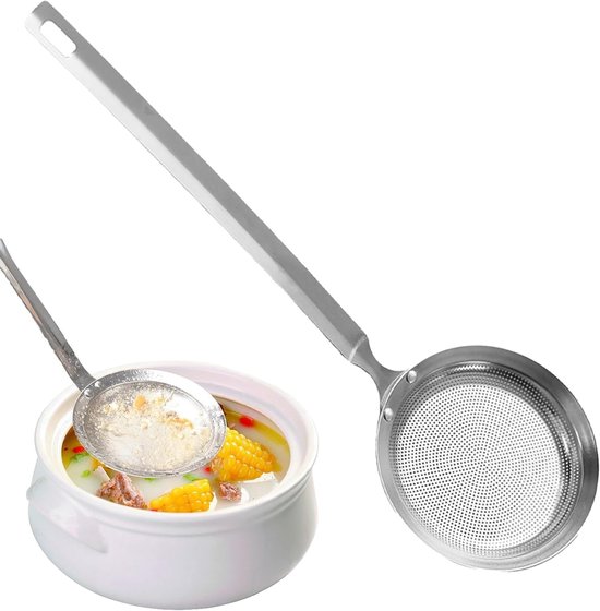 Feiner Schaumlöffel Mit Feinem Sieb, Edelstahllöffel Zum Schnellen Abgießen Von Öl, Ideal Zum Braten, Kochen Und Für Gemüse