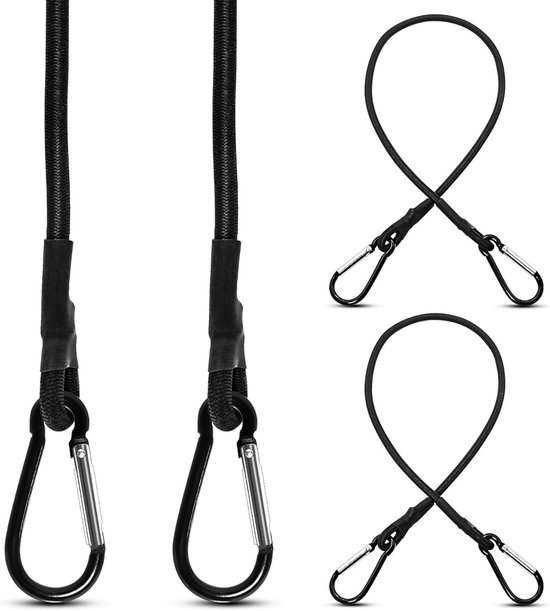 Set Mit 4 Elastischen Gurten Mit Karabinerhaken Länge 60 Cm Multifunktionale Elastische Spanner Mit Haken Geeignet Für Camping Planen Zelte Autos