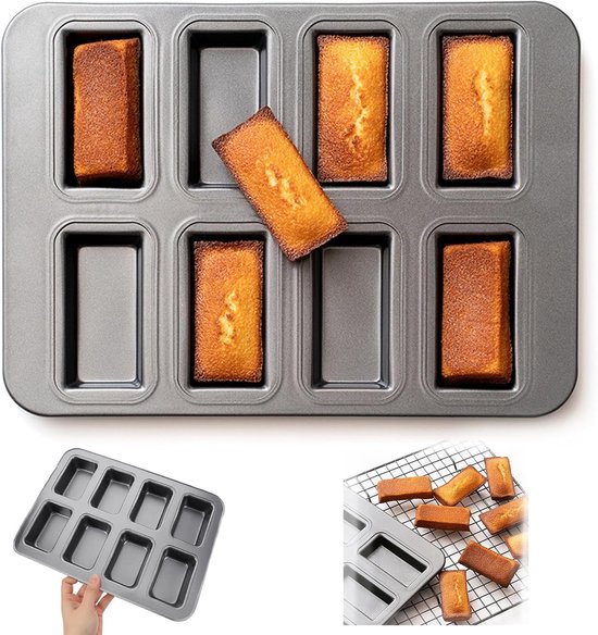 Mini-kuchenform – 8-fach-financierform Aus Metall – 25,5 X 20 Cm – Antihaftbeschichtung – Kuchenform Aus Lebensmittelechtem Kohlenstoffstahl
