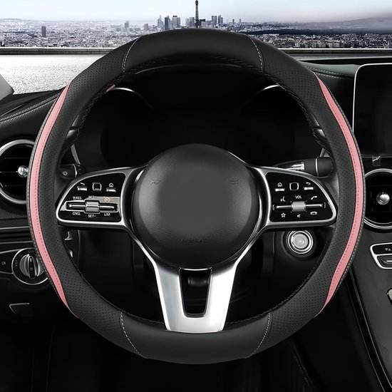 Lenkradbezug Rosa Lederlenkradbezug Universell 14 5-15 Zoll Rutschfester Atmungsaktiver Autolenkradbezug Aus Mikrofaserleder Für Damen Und Herren 14,5