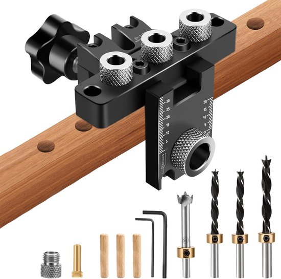 Scharnierbohrschablone – Verstellbare Holzbohrführung, Winkellochpositionierer 8/10/15 Mm, Aluminium, 106,56 Cm