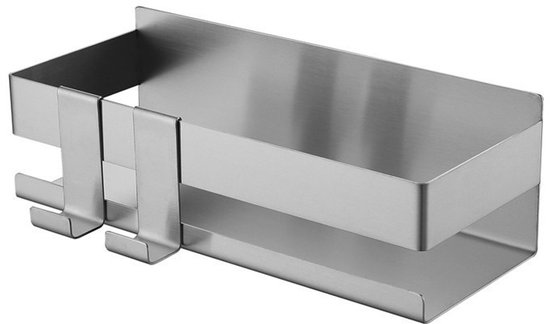 Duschkorb – Edelstahl 304, Selbstklebend, Kein Bohren Erforderlich, Badezimmerregal Mit 2 Haken, 22 X 9 X 7,5 Cm