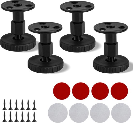 4 Verstellbare Möbelfüße, 47 Bis 64 Mm, Höhenverstellbar, Für Schränke, Sofas, Büromöbel Und Küchen. Zum Bohren Oder Selbstkleben Geeignet.