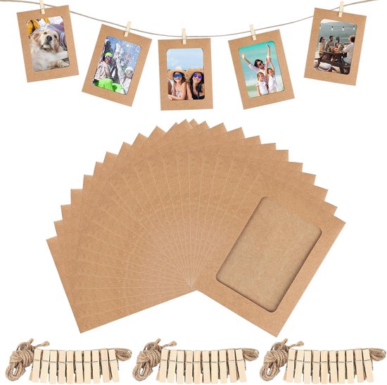 30 Fotorahmen Aus Papier Fotorahmen Aus Kraftpapier 15 2 X 11 5 Cm Große Fotorahmen Aus Pappe Zum Selbermachen Fotogirlande Mit Holzklammern Und 15,2