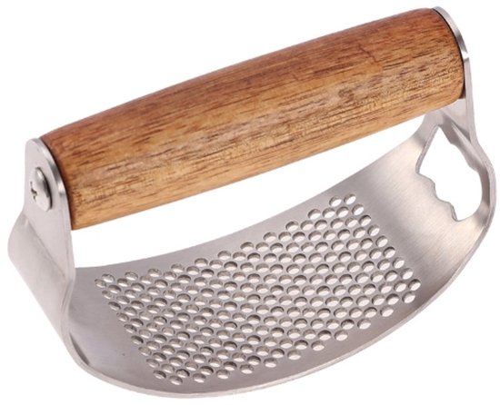 Knoblauchstößel – Knoblauchpresse – Edelstahlbecher – Spülmaschinenfest – Knoblauchpresse Mit Hochwertigem Holzgriff – 10 X 5,1 Cm