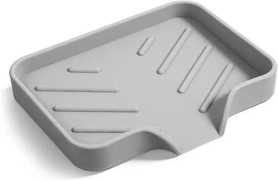 Silikon-seifenschalen Für Badezimmer Mit Abfluss Seifenspenderhalter Schwammhalter Selbstentleerender Küchenspülen-organizer Halter Für Spender Grau