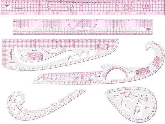 Nählineal-set – 6-teilig – Kurvenlineal – Transparent