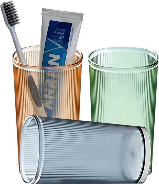 3er-set Zahnbürstenbecher Wiederverwendbarer Zahnbürstenhalter Tragbarer Mundspülbecher Bruchsicherer Badezimmerbecher Für Zuhause Badezimmer 3 Blau