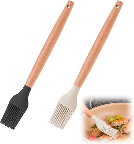 Küchenpinsel Silikon-backpinsel Mit Bambusgriff Hitzebeständiger Backpinsel Zum Grillen Backen Und Kochen Geruchsneutraler Silikonpinsel 27 Cm 4 4 Cm