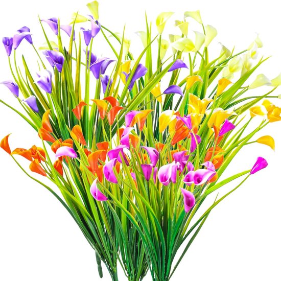 Ocreon 6 Künstliche Blumen – Calla-lilien-strauß, Uv-beständig, Für Zuhause, Garten Und Tischdekoration