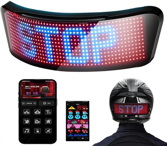 House Of Balance Saferide – Led-helmdisplay – Programmierbar Per App – Rgb-blinker – 12 Stunden Akkulaufzeit – Helmzubehör