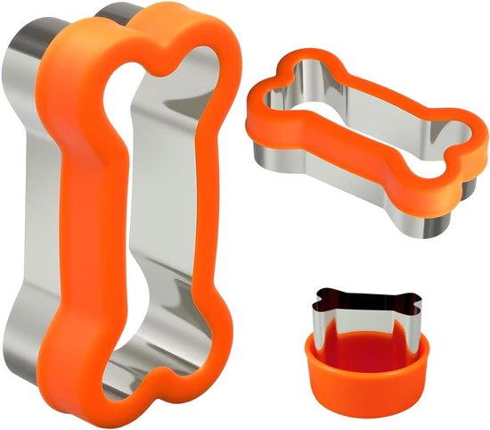 Ausstechformen-set In Hundeknochenform, 3-teilig – Groß (3,7 Cm), Klein (7,5 Cm), Mini (3,9 Cm), Aus Edelstahl Mit Kunststoffdeckel