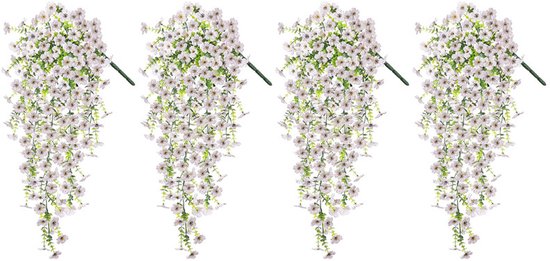 Künstliche Hängeblumen – 4er-set – 75 Cm Lang – Geeignet Für Den Außenbereich, Gärten, Balkone Und Hochzeitsdekorationen – Cremeweiß