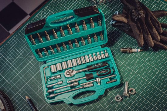 Steckschlüsselsatz – 46-teiliger 1/4"-vierkant-werkzeugsatz Für Kfz-reparaturen, Steckschlüssel-kombination