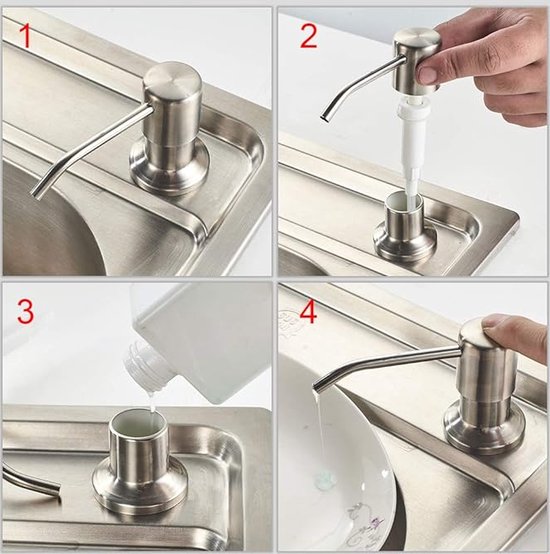 Seifenspender Seifenpumpe Einbauseifenspender 350 Ml Einbau Küchenarbeitsplatte Silber Für Die Küchenarbeitsplatte Edelstahl Handlich Praktisch L