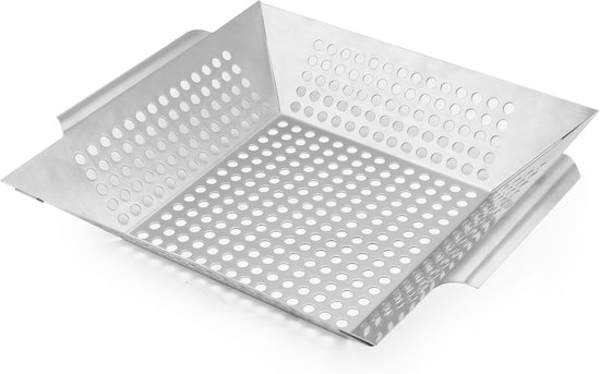 Grillbesteck-set – Quadratische Edelstahl-grillplatte, 35 X 30,5 X 6,5 Cm Für Den Grill Im Freien