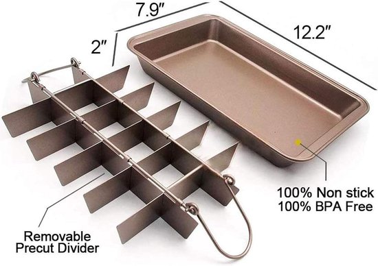 1er-pack Brownieform Mit Trennwänden Antihaft-backform Geeignet Für Brownies Lasagne Und Andere Backformen 18 Vorgeschnittene Brownie-formen Mit 30