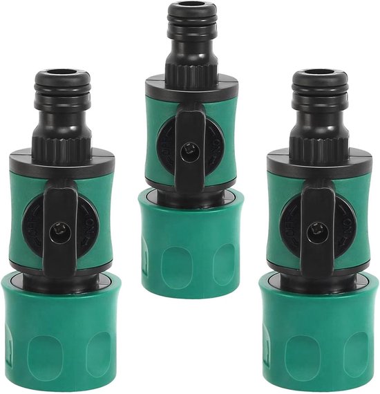 Allecto – 3er-set Wasserkupplungen Mit Schalter – Universeller Gartenschlauchanschluss 1/2 Zoll, Schnellkupplung Und Regler