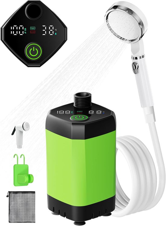 Tragbare Campingdusche (6000 Mah) Mit Pumpe, Temperaturanzeige, Usb-aufladung, Geräuscharmer Außendusche