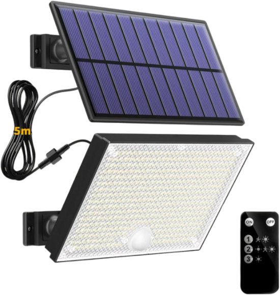 Solar-außenleuchte – 400 Leds – 3 Einstellungen Mit Bewegungsmelder – Schutzart Ip65 – 5 M Kabel – Typ D