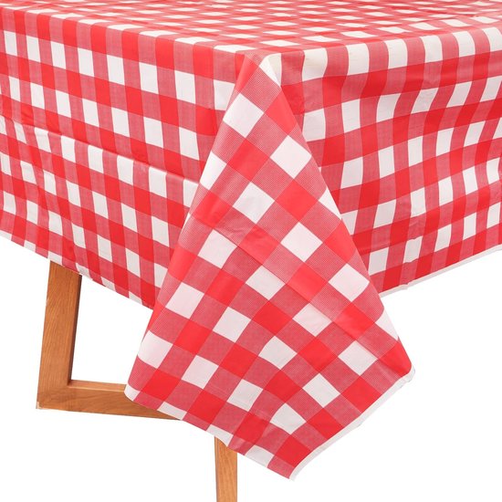 2-teiliges Set Partytischdecken Rot-weiß Kariert 137 X 274 Cm Rechteckig Wasserabweisend Waschbar Aus Synthetikmaterial Für Gartentische Partys
