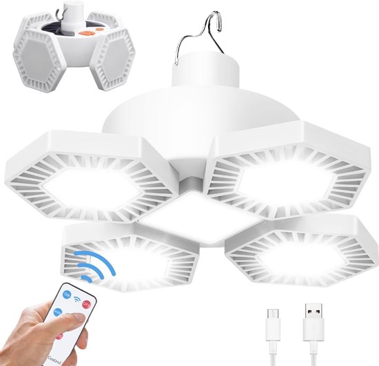 Led-solar-campinglampe Wiederaufladbar Per Usb Mit Fernbedienung Und Powerbank Hängende Arbeitsleuchte Campinglampe Mit 5 Modi Wasserdicht 360 5000