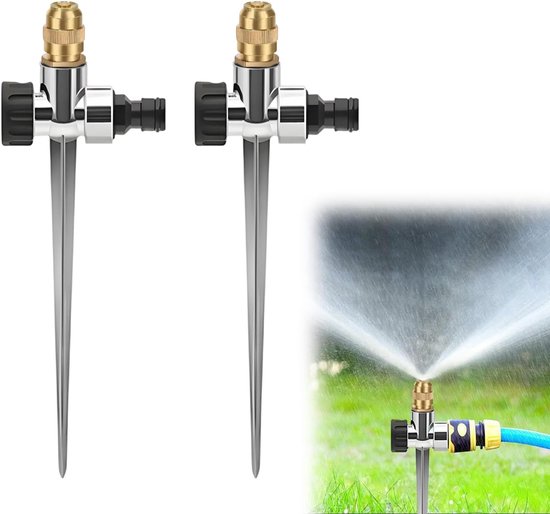 2er-pack Rasensprenger Aus Metall, Automatische Sprenger, Verstellbare Sprühköpfe Aus Messing, 360° Drehbare Lüfterflügel Für Rasensprenger