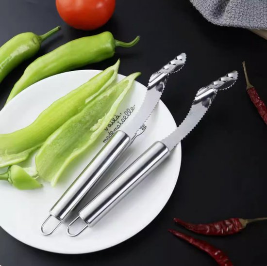 2-teiliges Set Aus Edelstahl-paprika- Und Tomatenentkernerntern Für Chilischoten – Küchenhelfer, Einfach Zu Bedienen Und Multifunktional