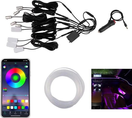 Led-innenbeleuchtung Im Auto 5-in-1 6 Meter Langes Rgb-lichtwellenleiterkabel 16 Millionen Farben Musiksynchronisation Und Steuerung Von Und Über