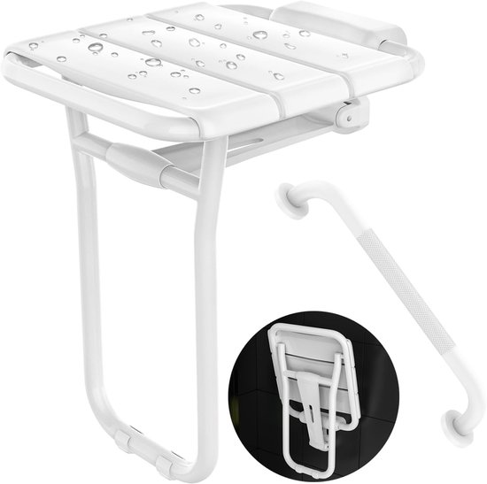 Klappbarer Duschstuhl Für Die Wand – 227 Kg, Edelstahl, 35,5 X 40,5 Cm, Rutschfest