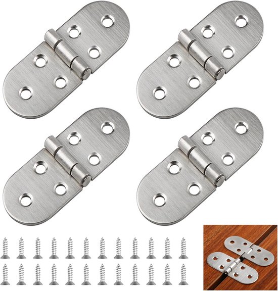 Allecto Plus – Klappbare 180°-edelstahlscharniere Für Klapptische, Schränke Und Kleiderschränke – 4er-set